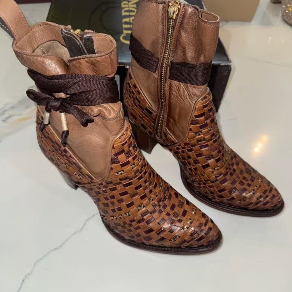Freebird by Steven Tan and Brown Woven Heeled Boots - Picture 7 of 7